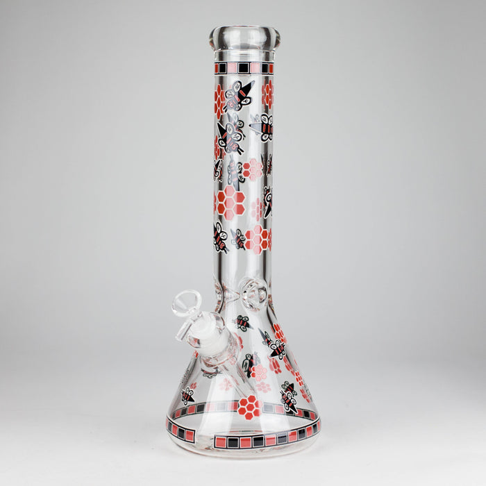 14" Honey Bee Glow-in-the-Dark Glass Beaker Bong – 7mm Thick [A25] Glass Bong Canadian Distributor