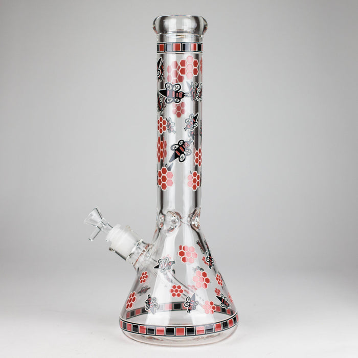 14" Honey Bee Glow-in-the-Dark Glass Beaker Bong – 7mm Thick [A25] Glass Bong Canadian Distributor