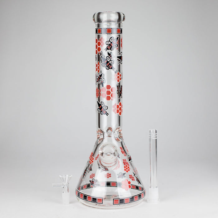 14" Honey Bee Glow-in-the-Dark Glass Beaker Bong – 7mm Thick [A25] Glass Bong Canadian Distributor