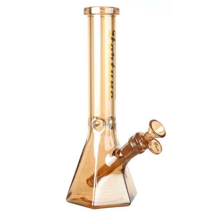 Fortune | Electroplated 10" 5mm Hexagon Glass Beaker Bong - 4 Assorted Colours Glass Bong Fortune Champagne Gold