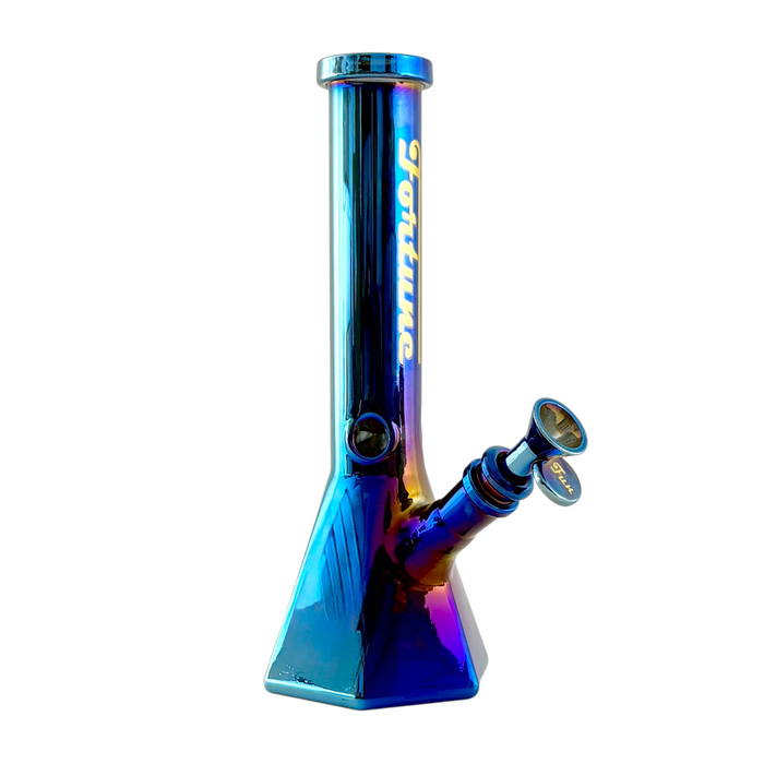 Fortune | Electroplated 10" 5mm Hexagon Glass Beaker Bong - 4 Assorted Colours Glass Bong Fortune Electric Blue