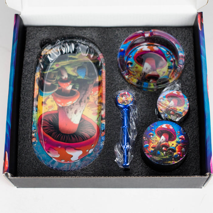 5-in-1 Metal Pipe Smoke Set – Mushroom Design Bundle 777 Smoke