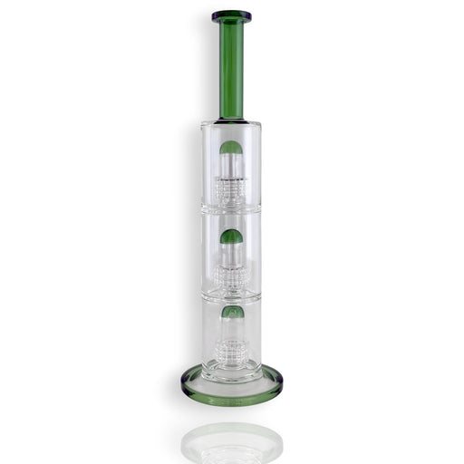 17" Triple Dome Percolator Water Pipe with 14mm Handle Bowl Piece Glass Bong Super Supplys Inc