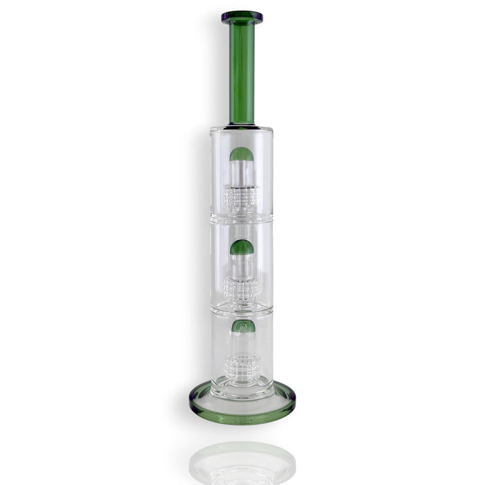 17" Triple Dome Percolator Water Pipe with 14mm Handle Bowl Piece Glass Bong Super Supplys Inc