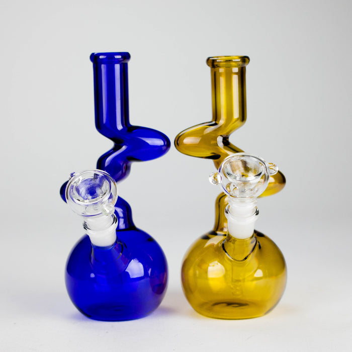 8" Zigzag Glass Bong – Assorted Colors Glass Bong RMG WHOLESALE