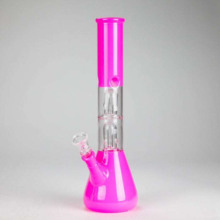12" Double Perc Fancy Glass Water Bong – Assorted Colors Glass Bong RMG WHOLESALE