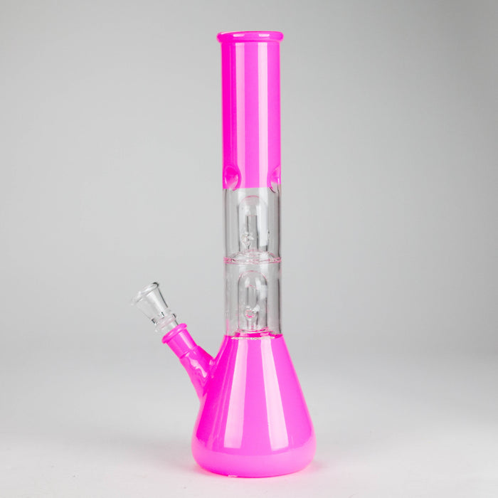 12" Double Perc Fancy Glass Water Bong – Assorted Colors Glass Bong RMG WHOLESALE