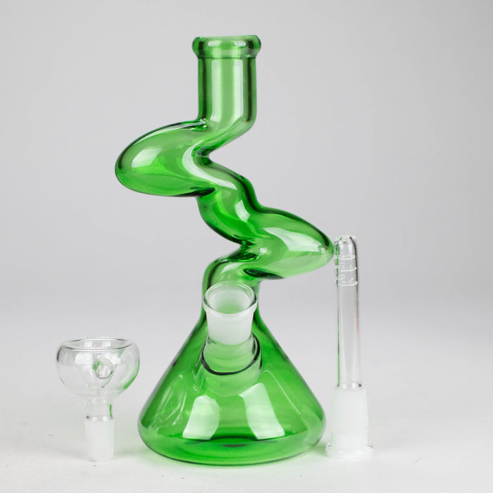 8" Zigzag Glass Bong – Assorted Colors Glass Bong RMG WHOLESALE