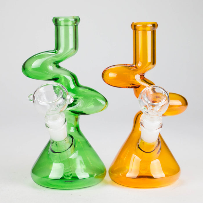 8" Zigzag Glass Bong – Assorted Colors Glass Bong RMG WHOLESALE