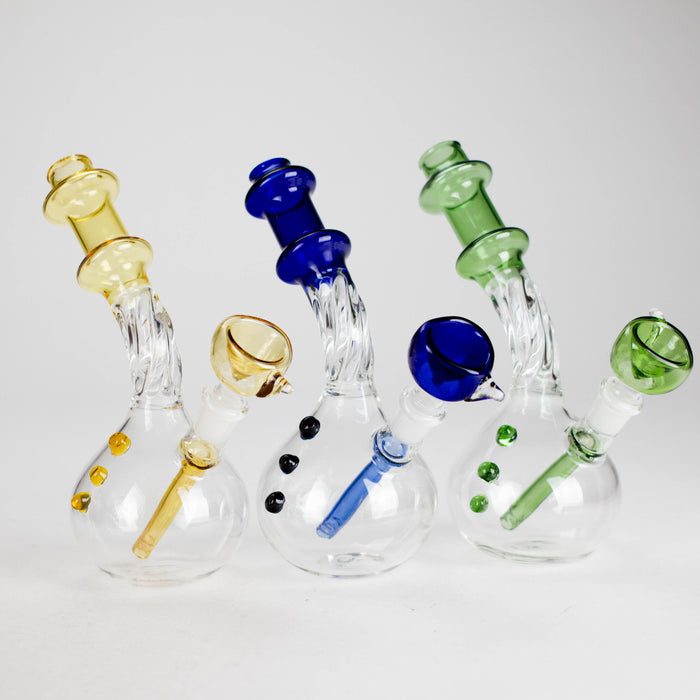 7" Twisted Bend Tube Glass Bong – Assorted Colors Glass Bong RMG WHOLESALE