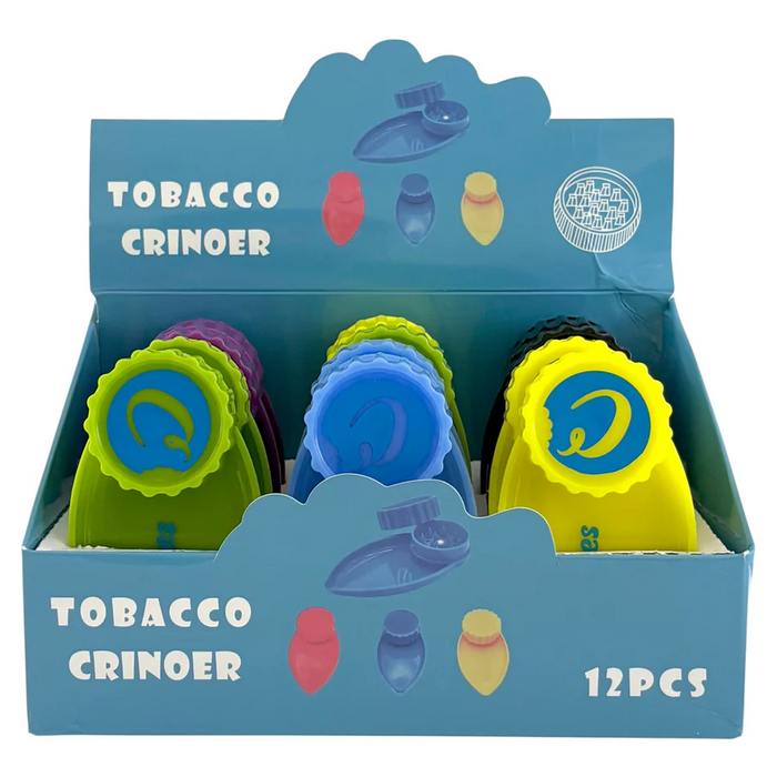 Plastic Tobacco Grinder With Built-In Tray - Display of 12 Display Pack Super Supplys Inc