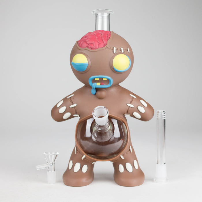 11.5" Vinyl gingerbread man water pipe Resin · Silicone · Plastic Bong JJ Distribution