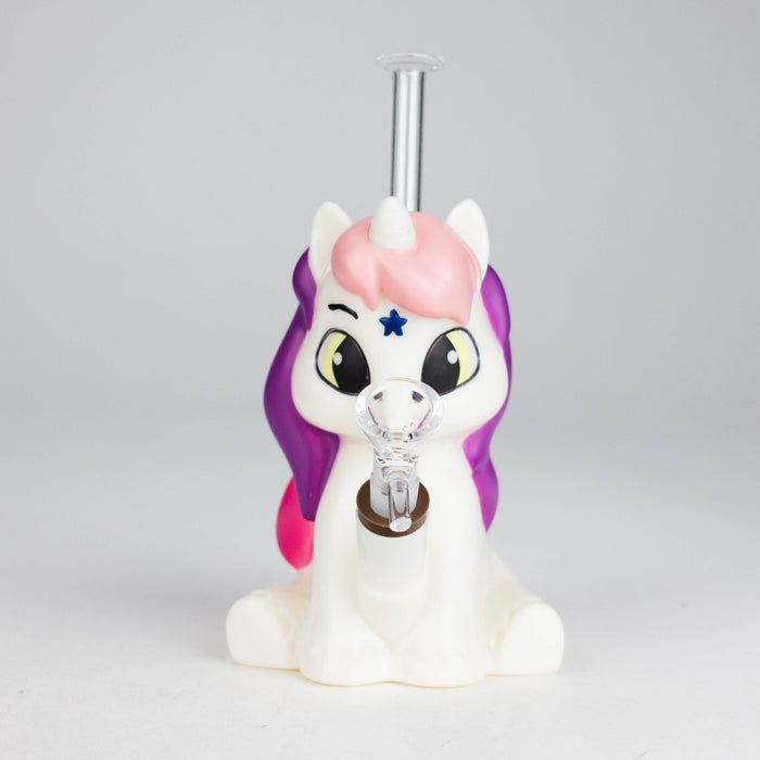 7.6" Vinyl unicorn water pipe Resin · Silicone · Plastic Bong JJ Distribution