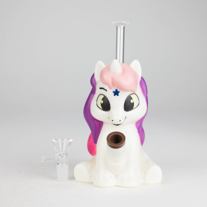 7.6" Vinyl unicorn water pipe Resin · Silicone · Plastic Bong JJ Distribution