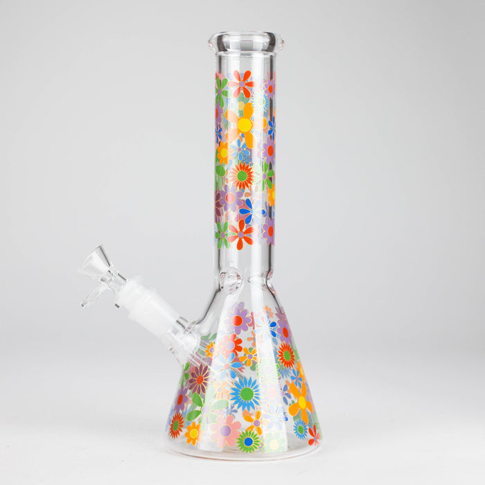 10″ Flower Design Glass Beaker Bong Glass Bong 777 Smoke