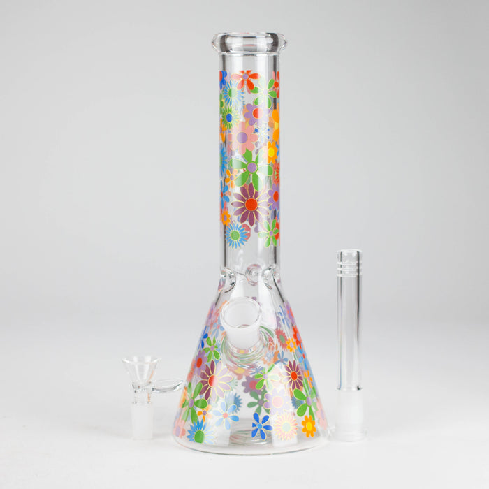 10″ Flower Design Glass Beaker Bong Glass Bong 777 Smoke