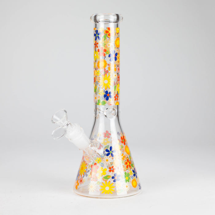 10″ Flower Design Glass Beaker Bong Glass Bong 777 Smoke Design 2