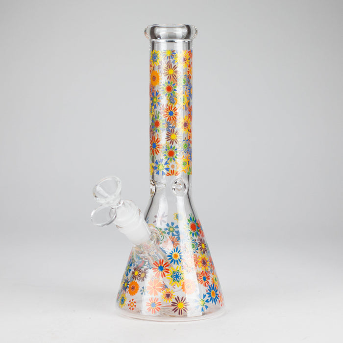 10″ Flower Design Glass Beaker Bong Glass Bong 777 Smoke Design 3