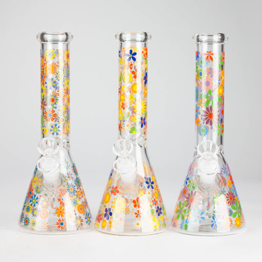 10″ Flower Design Glass Beaker Bong Glass Bong 777 Smoke