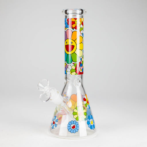 10″ Smile Flower Design Glass Beaker Bong Glass Bong 777 Smoke Design 1