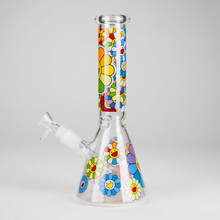 10″ Smile Flower Design Glass Beaker Bong Glass Bong 777 Smoke