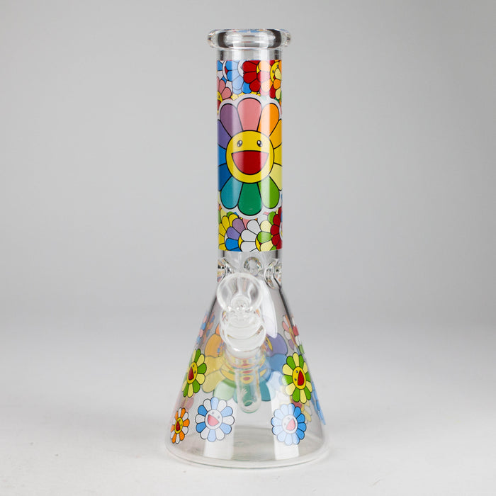 10″ Smile Flower Design Glass Beaker Bong Glass Bong 777 Smoke
