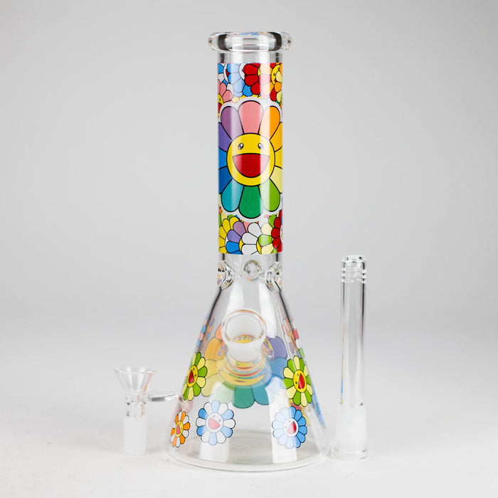 10″ Smile Flower Design Glass Beaker Bong Glass Bong 777 Smoke