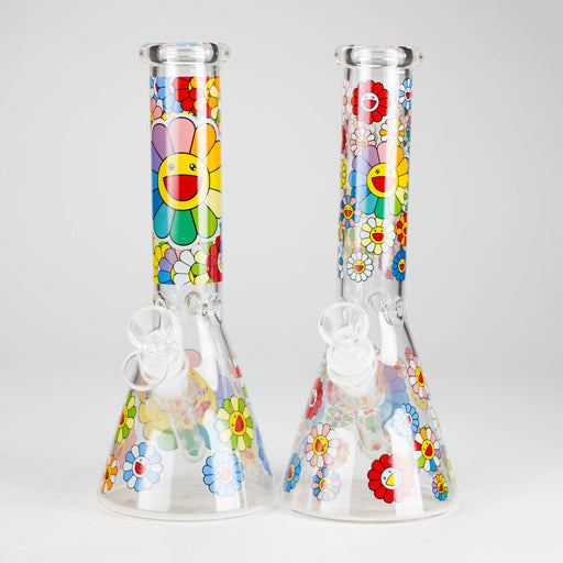 10″ Smile Flower Design Glass Beaker Bong Glass Bong 777 Smoke