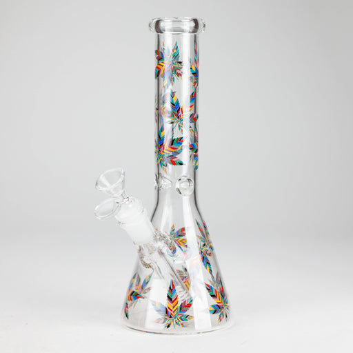 10" Leaves Design Glass Beaker Bong Glass Bong 777 Smoke Design 1