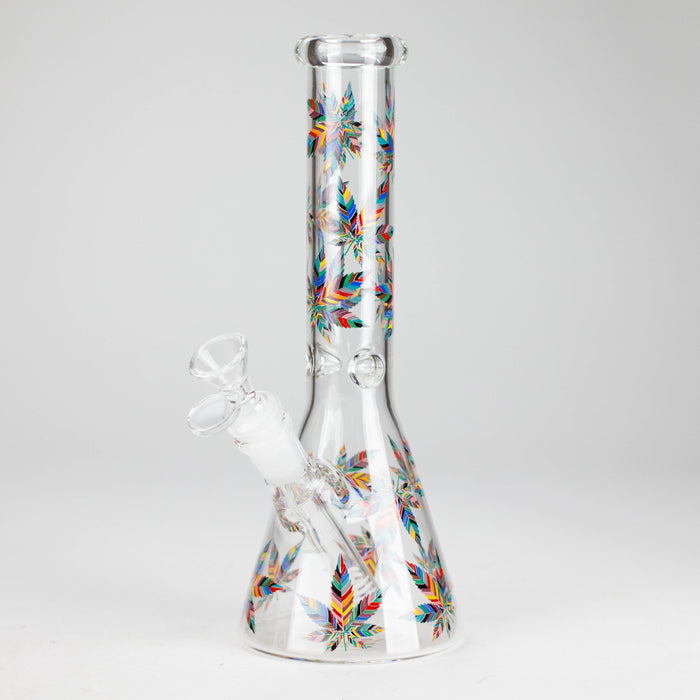 10" Leaves Design Glass Beaker Bong Glass Bong 777 Smoke Design 1