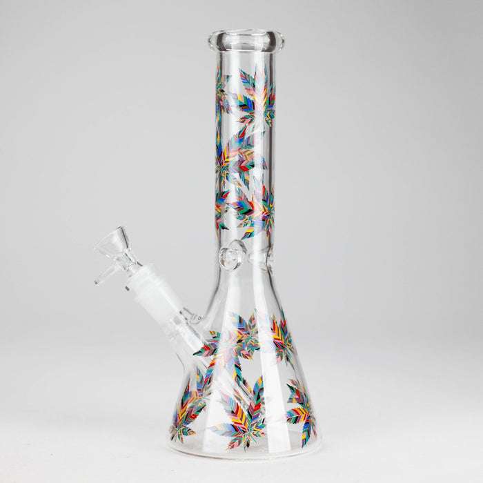 10" Leaves Design Glass Beaker Bong Glass Bong 777 Smoke