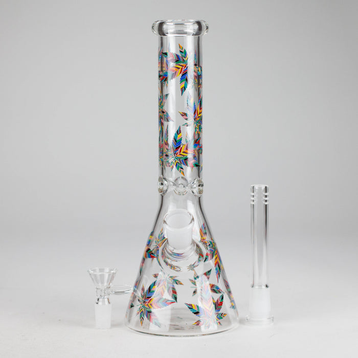 10" Leaves Design Glass Beaker Bong Glass Bong 777 Smoke