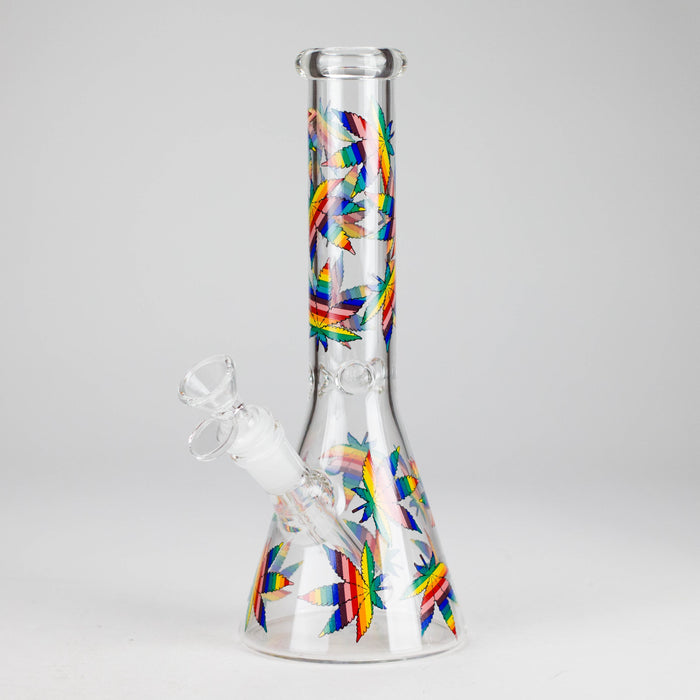 10" Leaves Design Glass Beaker Bong Glass Bong 777 Smoke Design 2