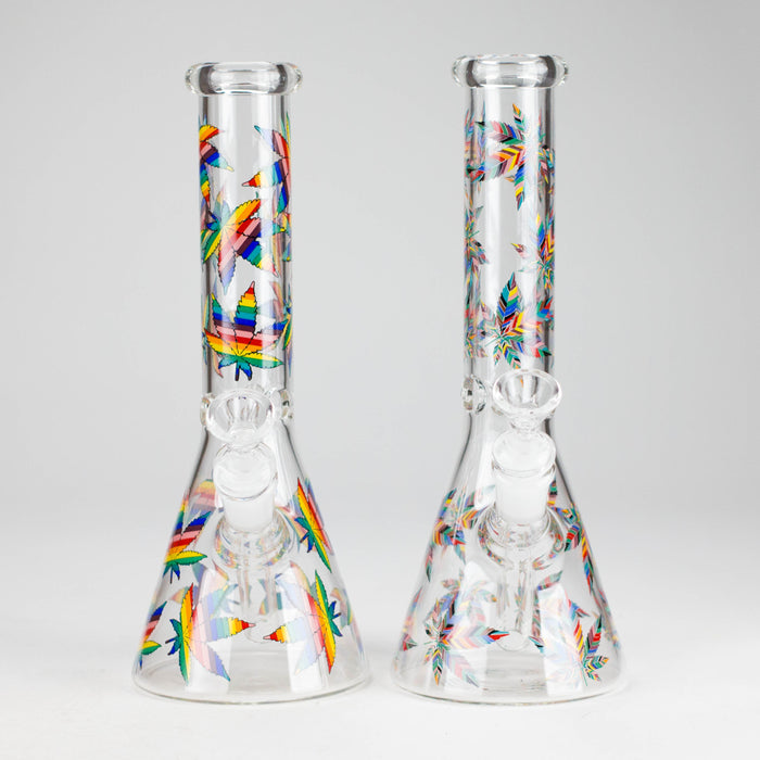 10" Leaves Design Glass Beaker Bong Glass Bong 777 Smoke