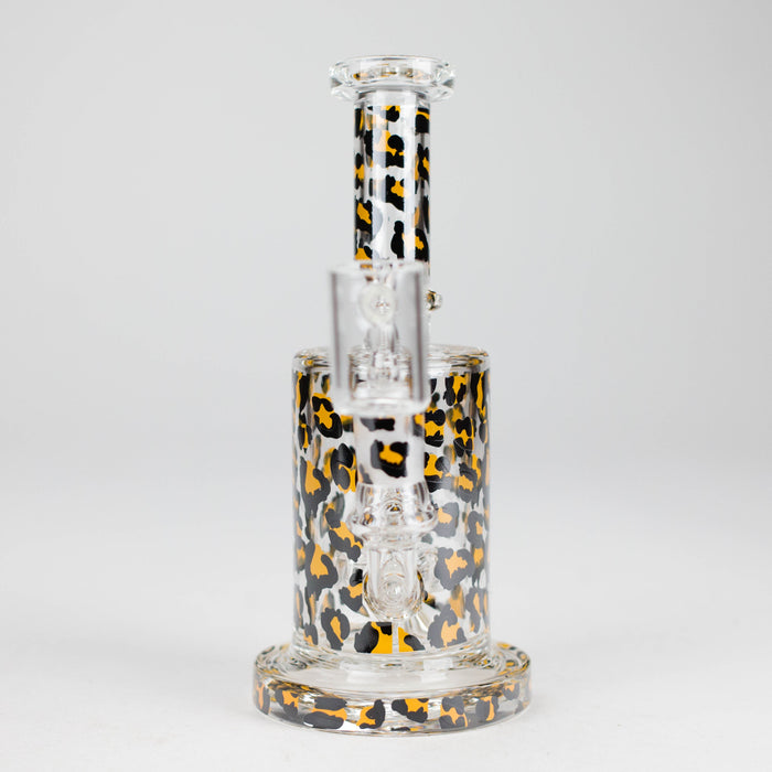 7″ 2-in-1 Leopard Print Rig with Perc – Banger & Bowl Included Glass Rig 777 Smoke