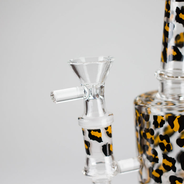 7″ 2-in-1 Leopard Print Rig with Perc – Banger & Bowl Included Glass Rig 777 Smoke