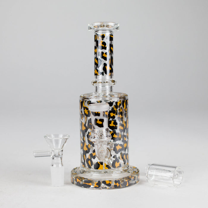 7″ 2-in-1 Leopard Print Rig with Perc – Banger & Bowl Included Glass Rig 777 Smoke
