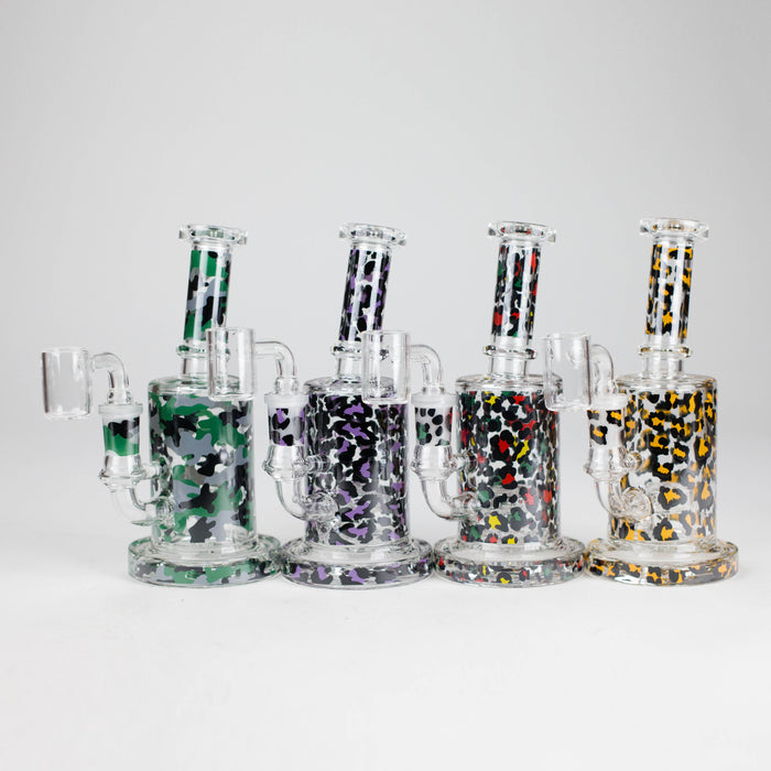 7″ 2-in-1 Leopard Print Rig with Perc – Banger & Bowl Included Glass Rig 777 Smoke