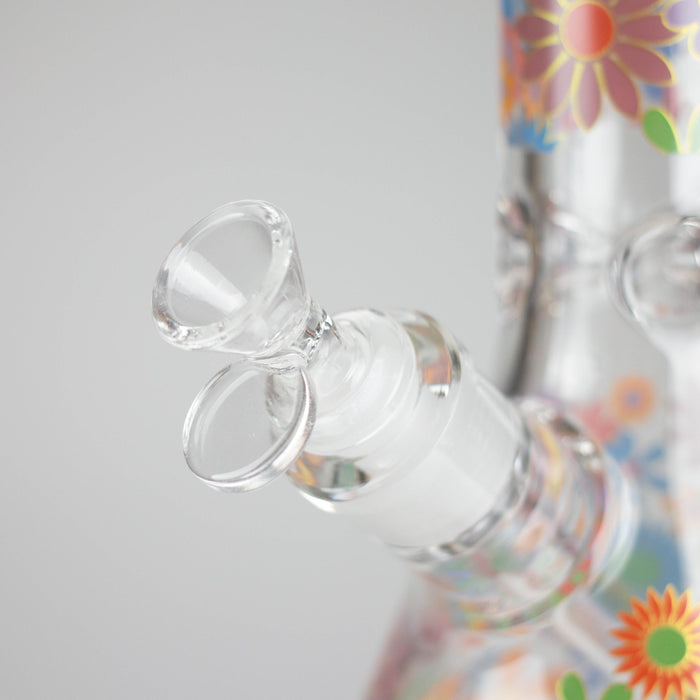 14″ 7mm Glass Beaker Bong with Assorted Flower Design & Ice Catcher Glass Bong 777 Smoke
