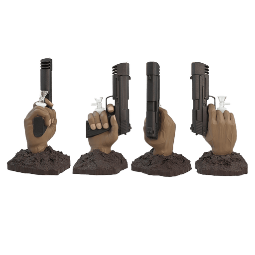 11″ Vinyl Hand Pistol Water Pipe with 14mm Glass Bowl [SMKZ163] Resin · Silicone · Plastic Bong Canadian Distributor