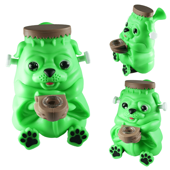 6″ Pug Silicone Water Pipe [SMKZ167] Resin · Silicone · Plastic Bong Canadian Distributor Green