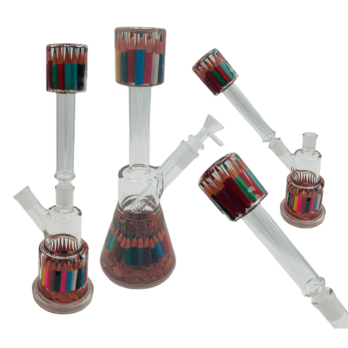 14" 2-Way Straight Glass Bong – Assorted Designs Glass Bong Canadian Distributor Art Sketch