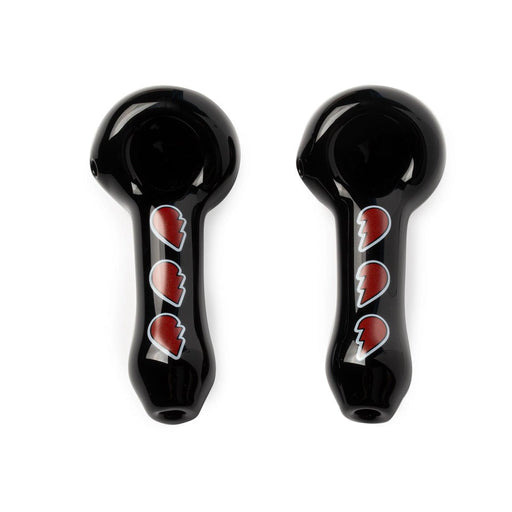 Red Eye Glass® | 3.75" Hearts Spoon Hand Pipe 2 Pack W/Collectible Tin Glass Pipe West Coast Gifts