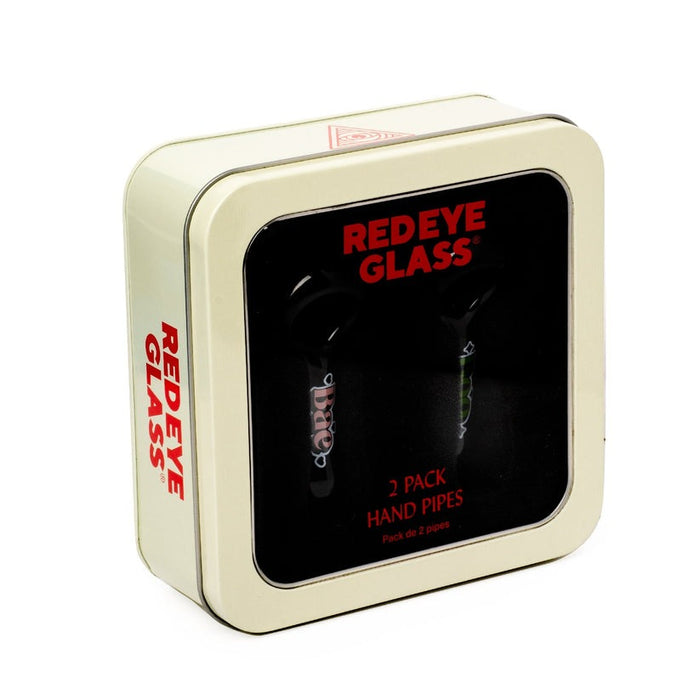 Red Eye Glass® | 3.75" Boo & Bae Spoon Hand Pipe 2 Pack W/Collectible Tin Glass Pipe West Coast Gifts