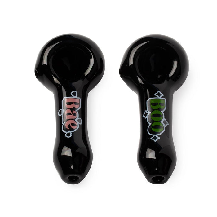 Red Eye Glass® | 3.75" Boo & Bae Spoon Hand Pipe 2 Pack W/Collectible Tin Glass Pipe West Coast Gifts