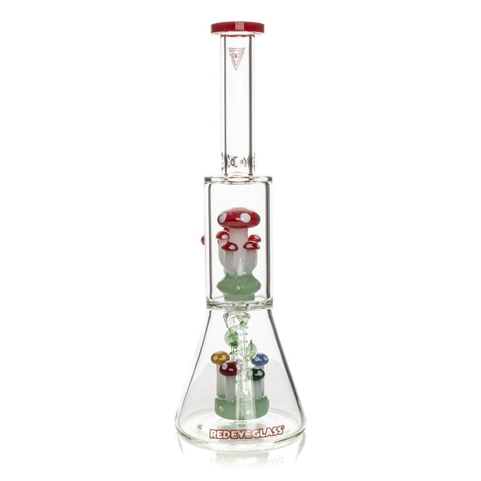 Red Eye Glass® | 12" Tall Red Amanita Dual Chamber Beaker Base Water Pipe Glass Bong West Coast Gifts