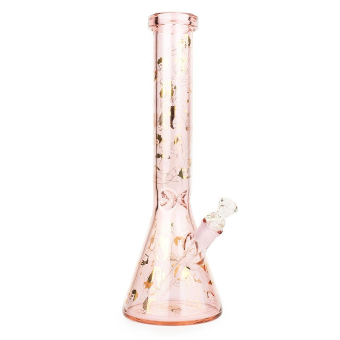 Red Eye Glass® | 15" Tall Pink Pin-up Beaker Tube W/Full Wrap Decal Glass Bong West Coast Gifts