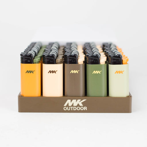 MK Lighter | Outdoor Regular Flame, Flint Strike Disposable Pocket Lighters - Display of 50 Lighter ONE Small [XLC-E16]