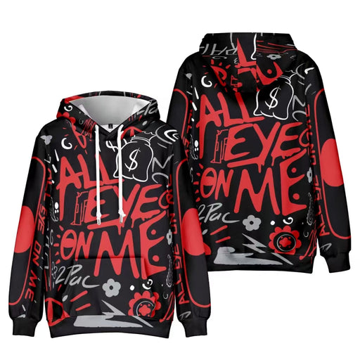 “All Eye On Me” Graphic Hoodie - Black & Red Long Sleeve Super Supplys Inc
