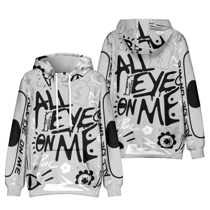 “All Eye On Me” Graphic Hoodie - Grey & Black Long Sleeve Super Supplys Inc